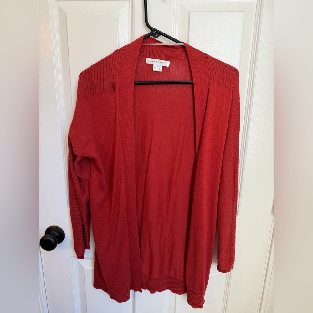 Women's Paprika Red Open Drape Front Layering Cardigan Small